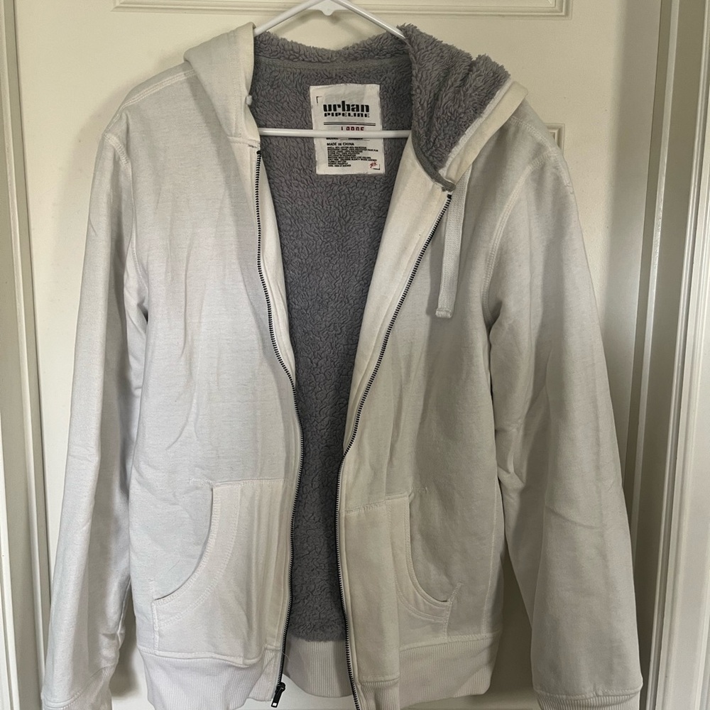 Urban Pipeline Off-White Hoodie Jacket with Gray Lining